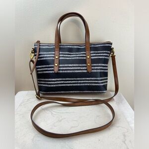 Fossil Striped Crossbody Vegan Leather Satchel Tote